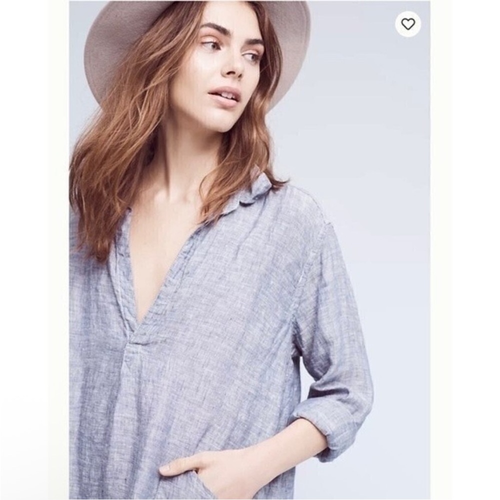 CP Shades Teton Linen Chambray Tunic Light‎ Blue Size XS - Picture 4 of 10